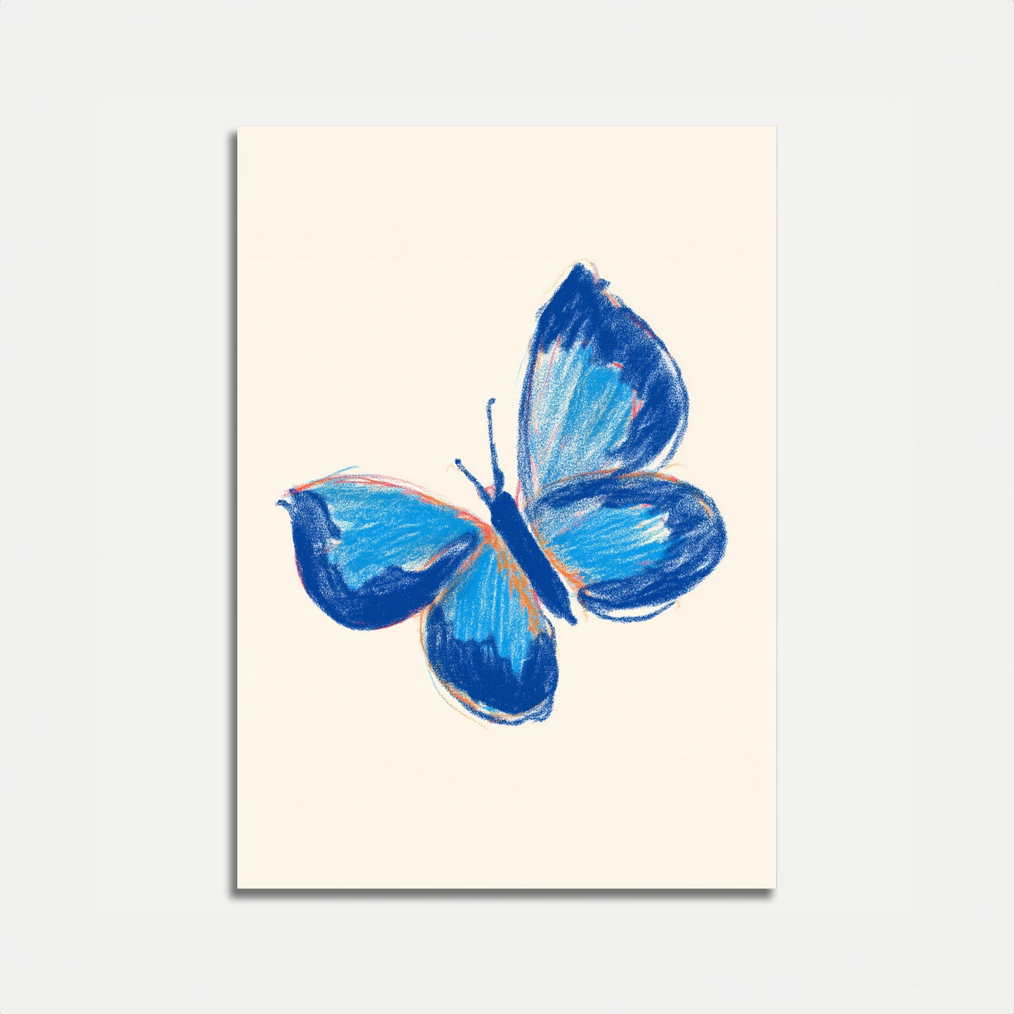 Póster de acuarela de mariposa azul