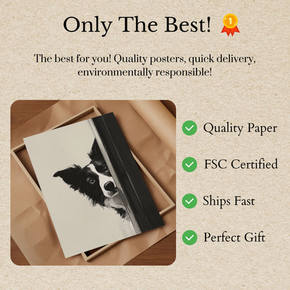 Curious Dog Peeking Corner Poster