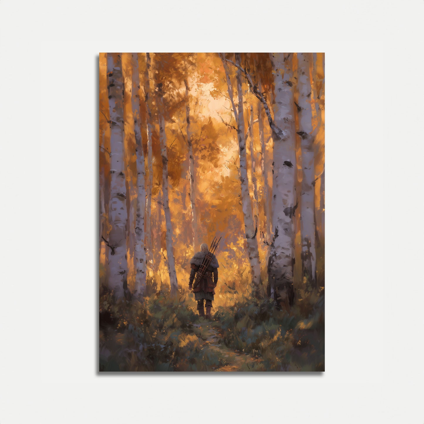 Warrior in Golden Forest Poster