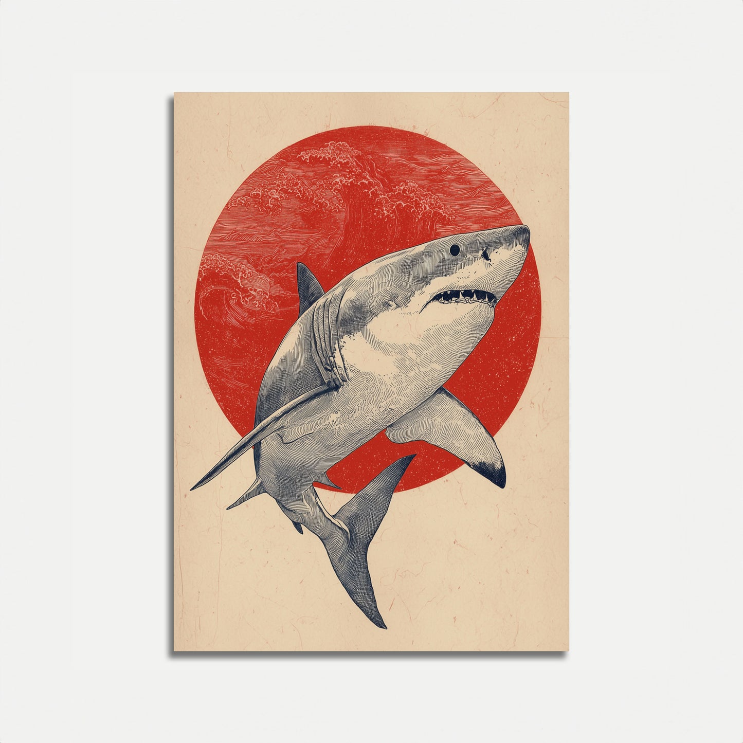 Red Horizon Shark Poster