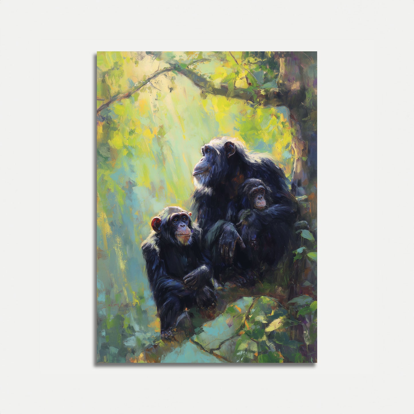 Chimpanzee Family in Jungle Poster