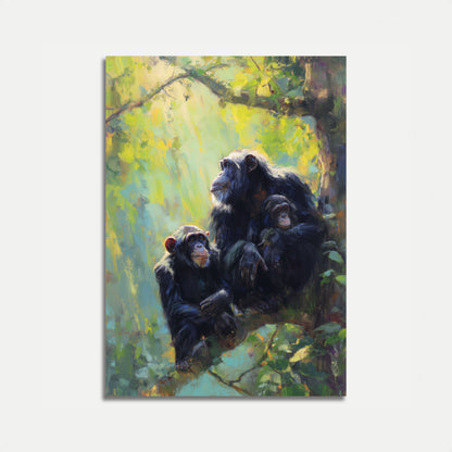 Chimpanzee Family in Jungle Poster
