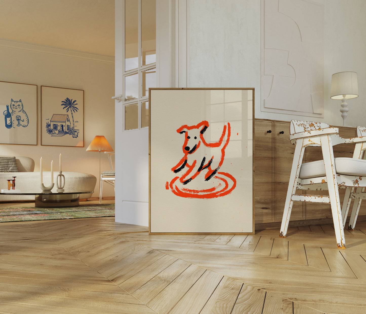 Verspielter Hunde-Skizzen-Poster