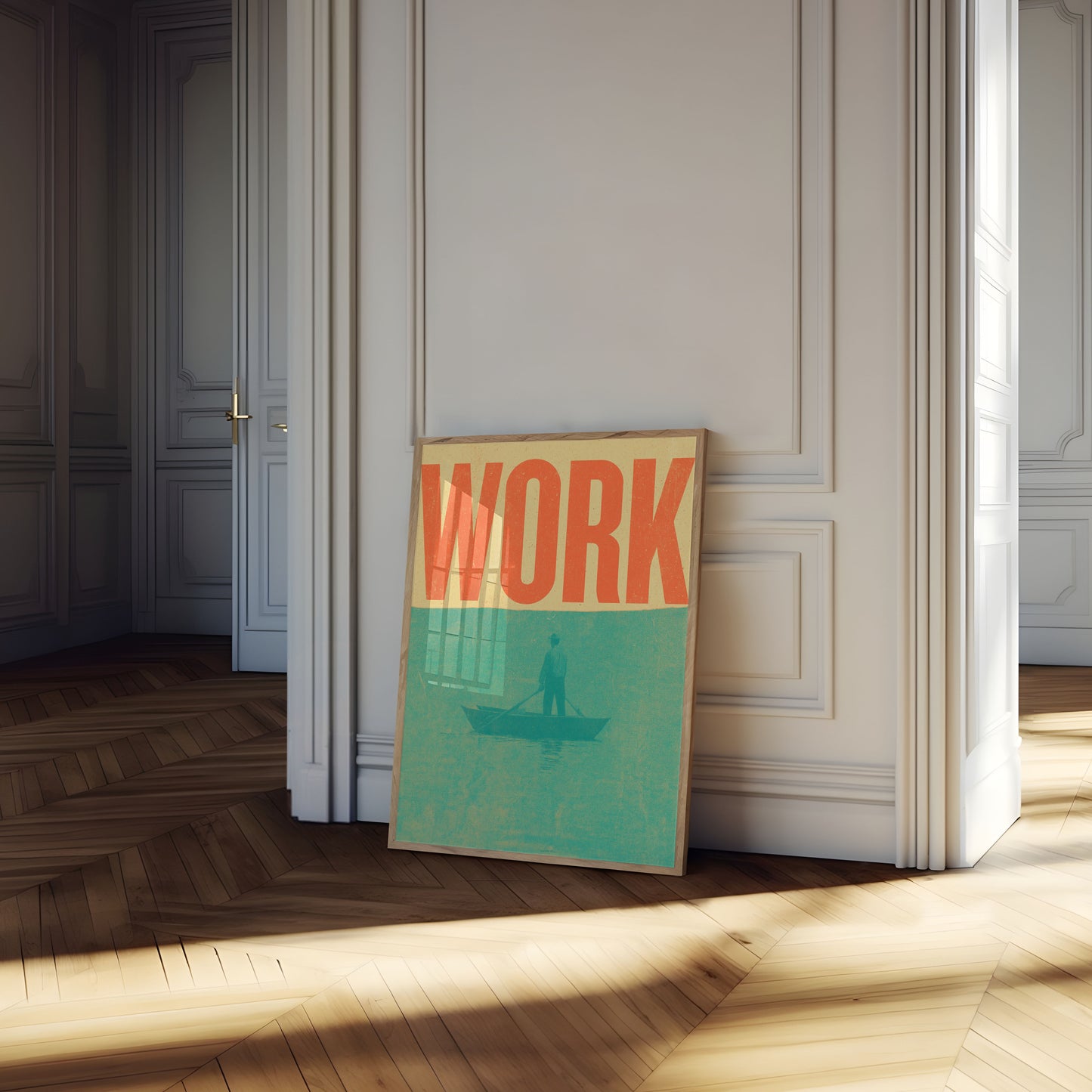 Poster Uomo al Lavoro in Barca