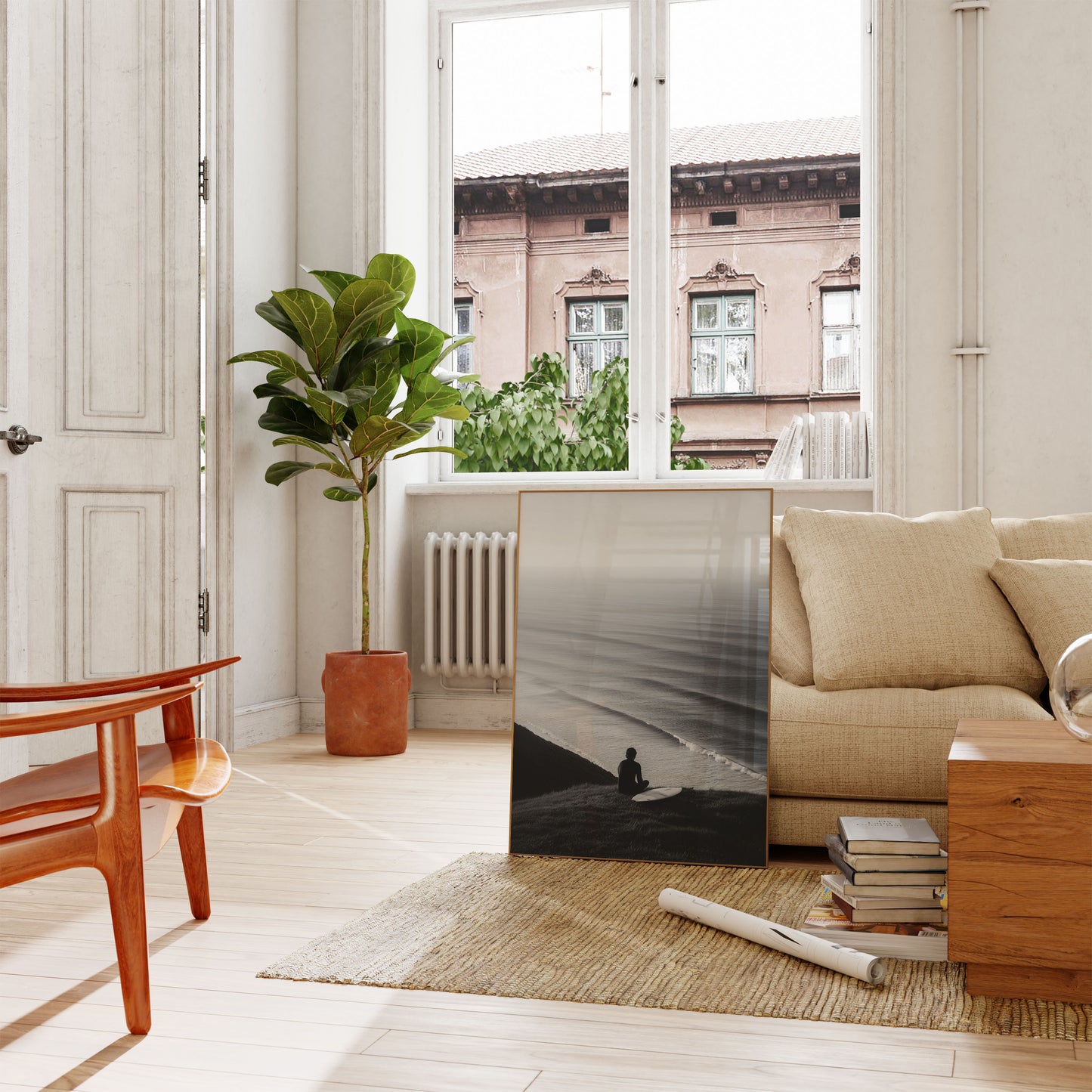 Póster de Surfista Esperando las Olas