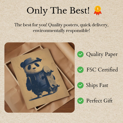 Urban Panda Skateboard Poster