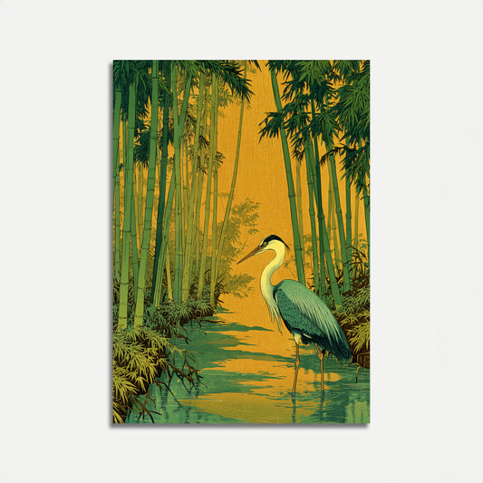 Póster de Garza en Bosque de Bambú