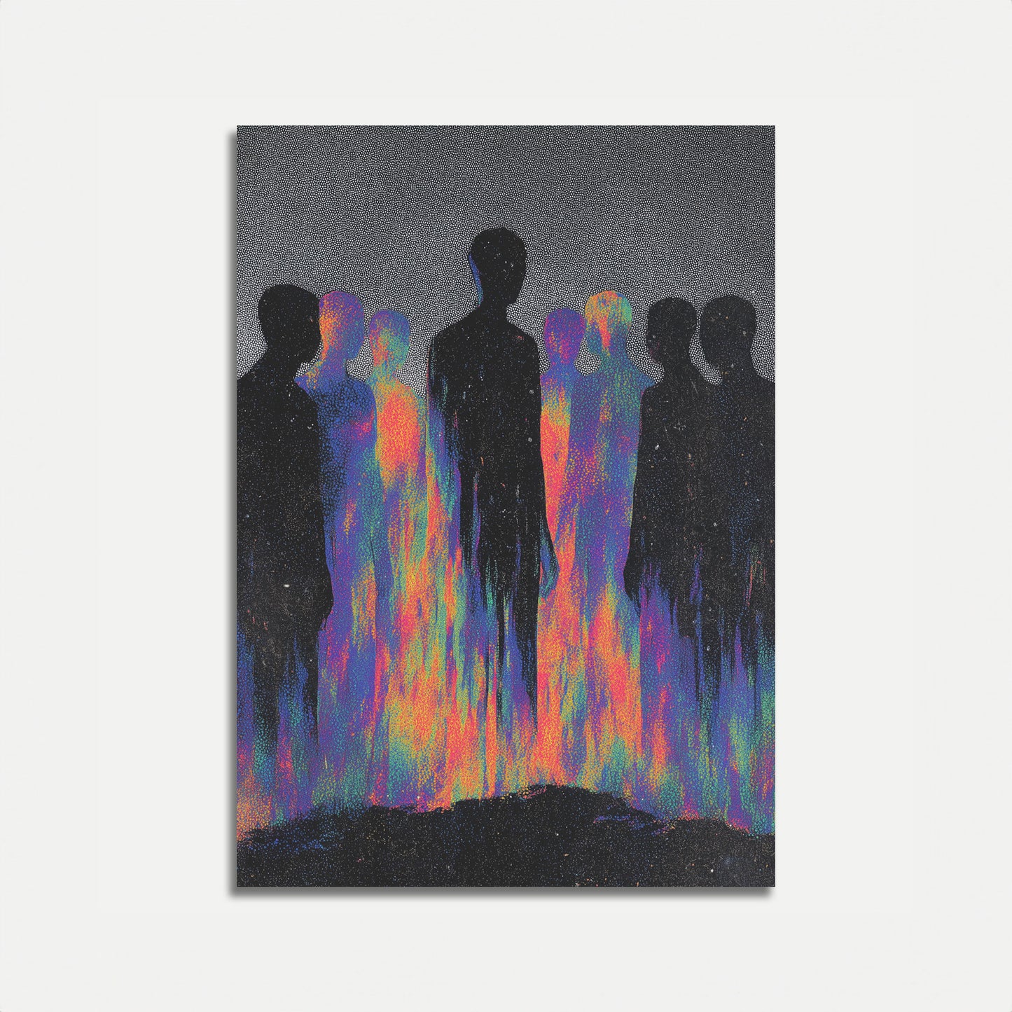 Colorful Auras Human Silhouettes Poster