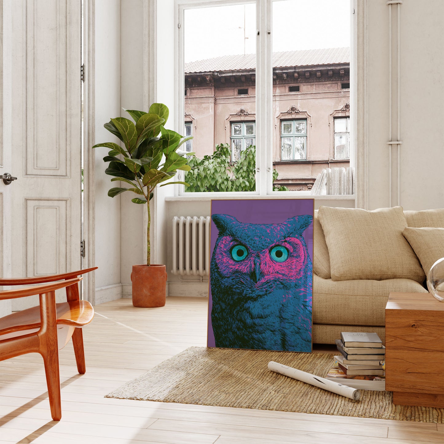 Neon Eule Pop Art Poster