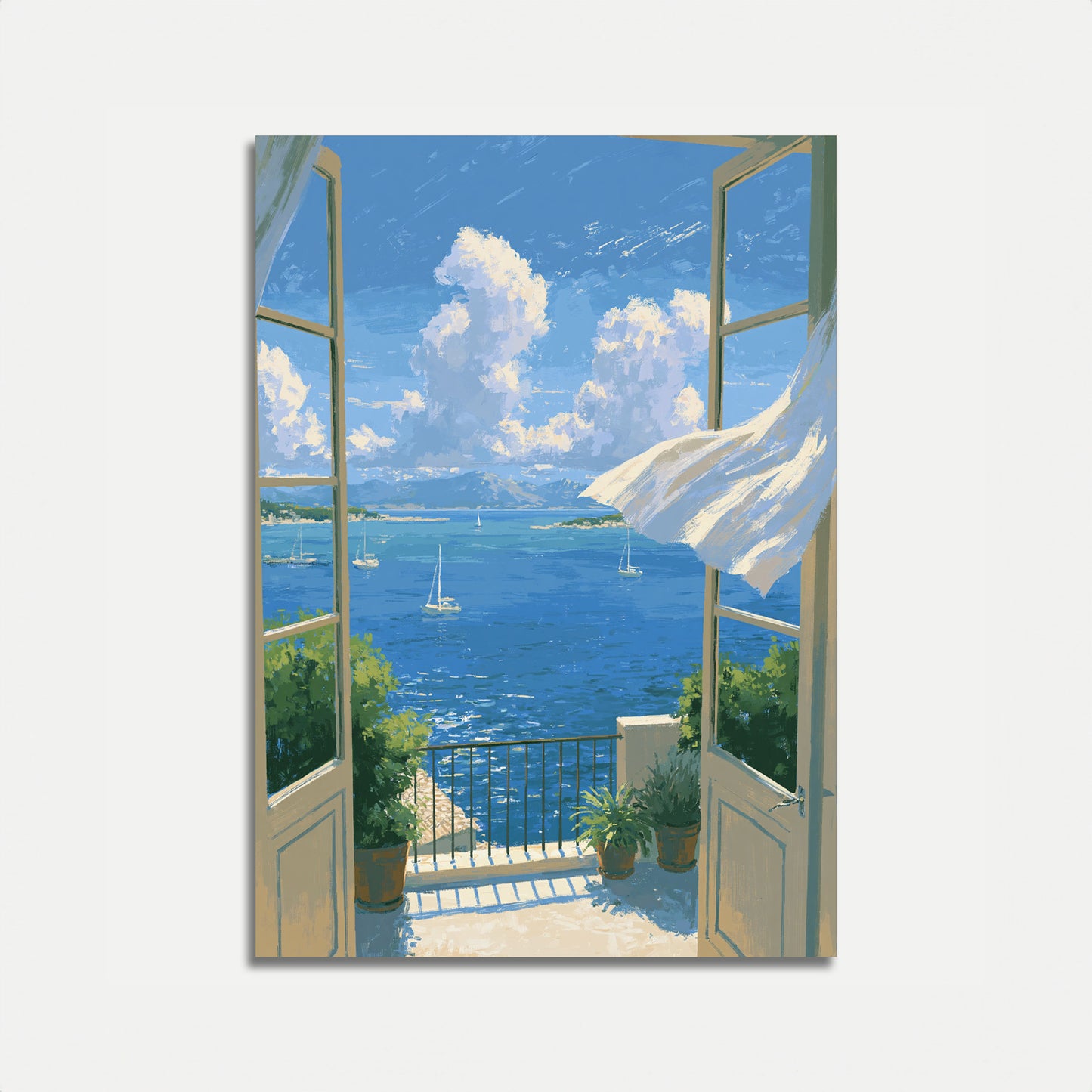 Mediterranean Coastal Window Poster