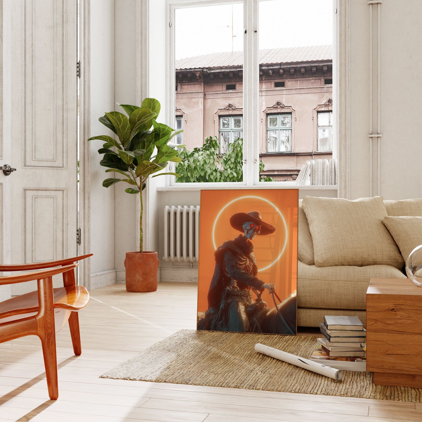 Skelett-Cowboy Solnedgångsposter