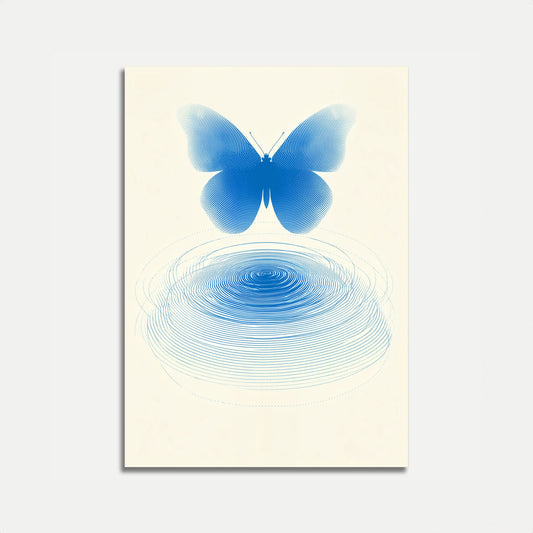 Póster de la ola de mariposa azul