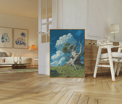 Cartel de Paisaje de Tormenta de Árbol Antiguo