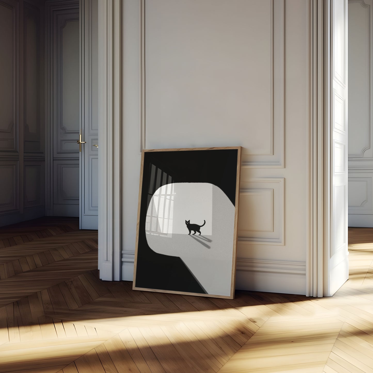 Pôster de Sombra de Gato Preto Minimalista