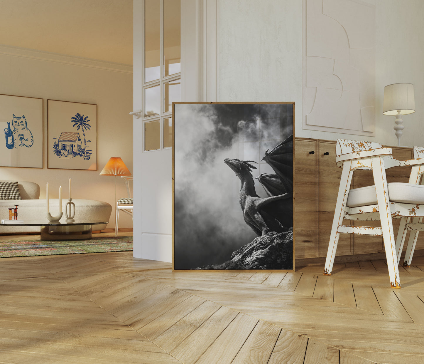 Majestic Dragon in Clouds Poster