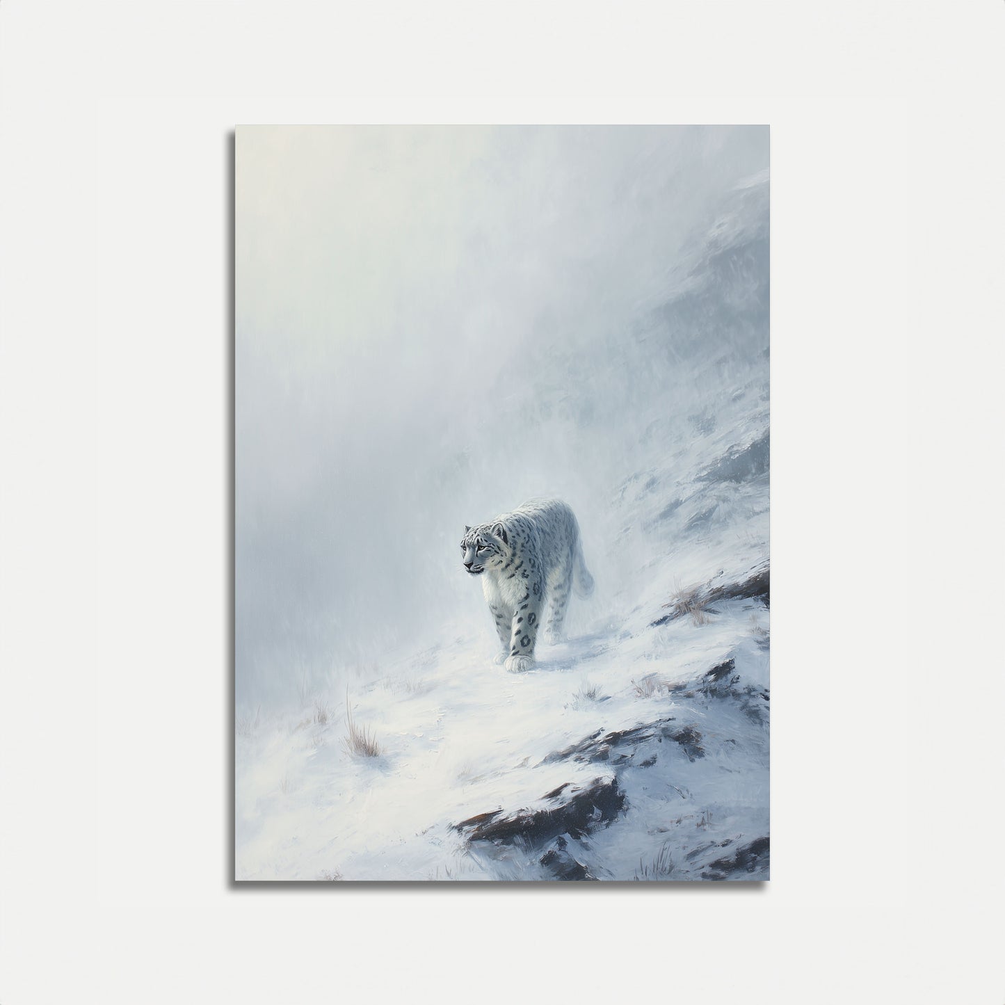 Sneeuwluipaard in Bergen Poster