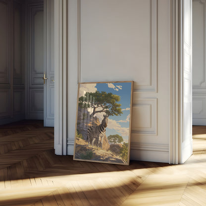 Lone Zebra African Landscape Poster