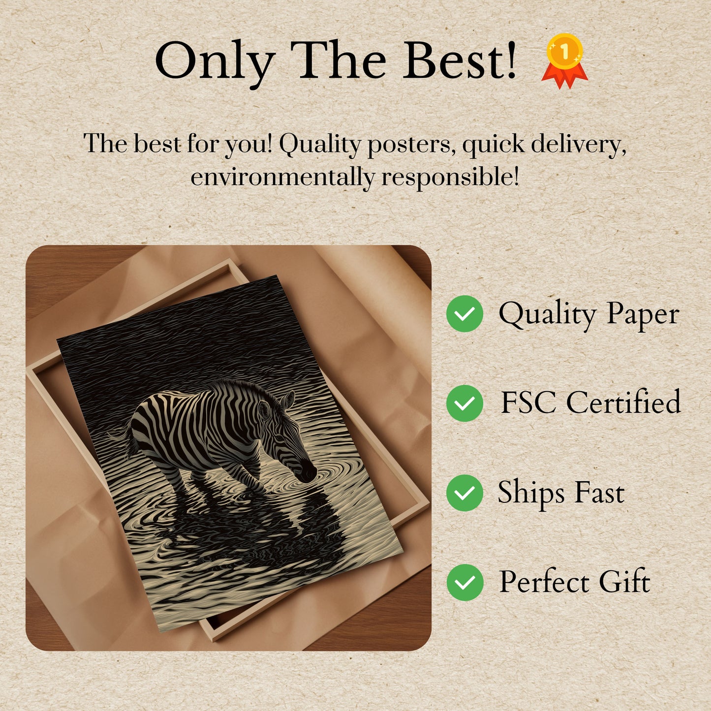 Póster de reflejo de paisaje acuático de cebra