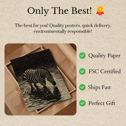 Póster de reflejo de paisaje acuático de cebra