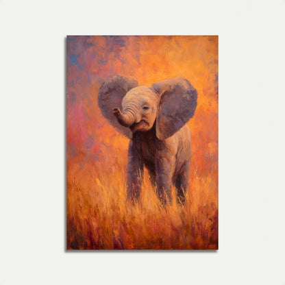 Affiche de Jeune Éléphant à la Lumière Dorée