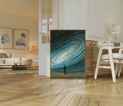 Starry Night Over Wildflowers Poster