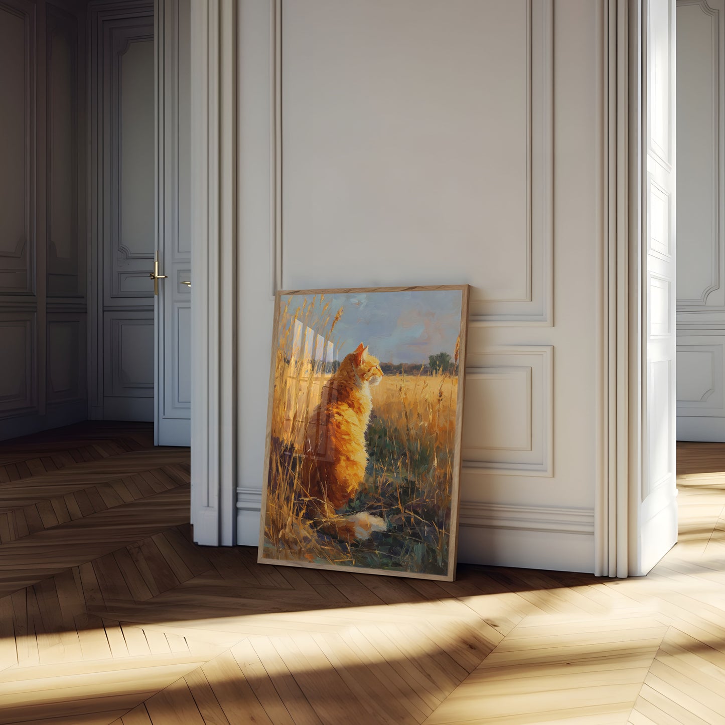 Orange Cat in Wheat Field Poster