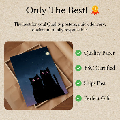 Verzauberte Katzen im Mondlicht Poster