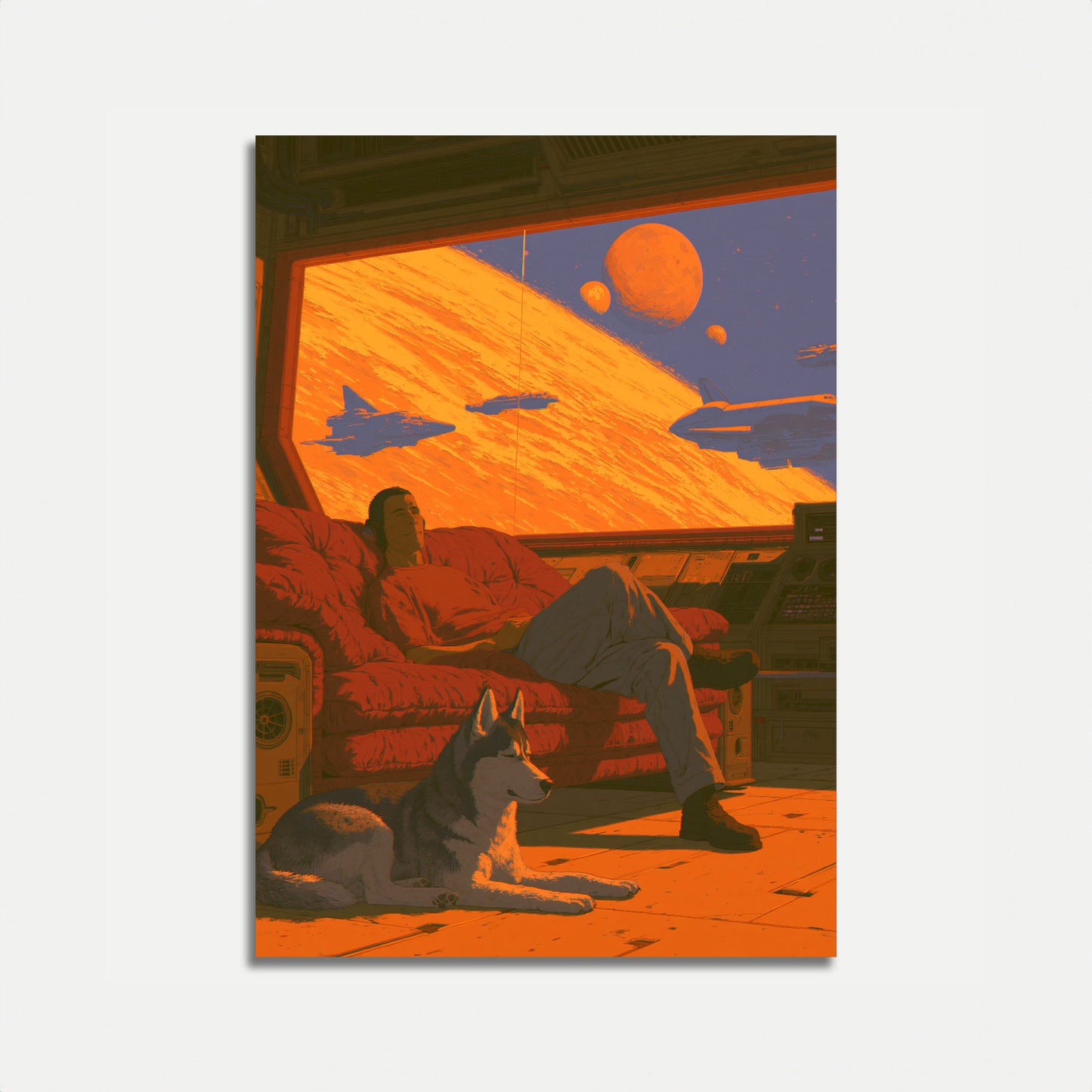 Astronaut op Mars met hond poster