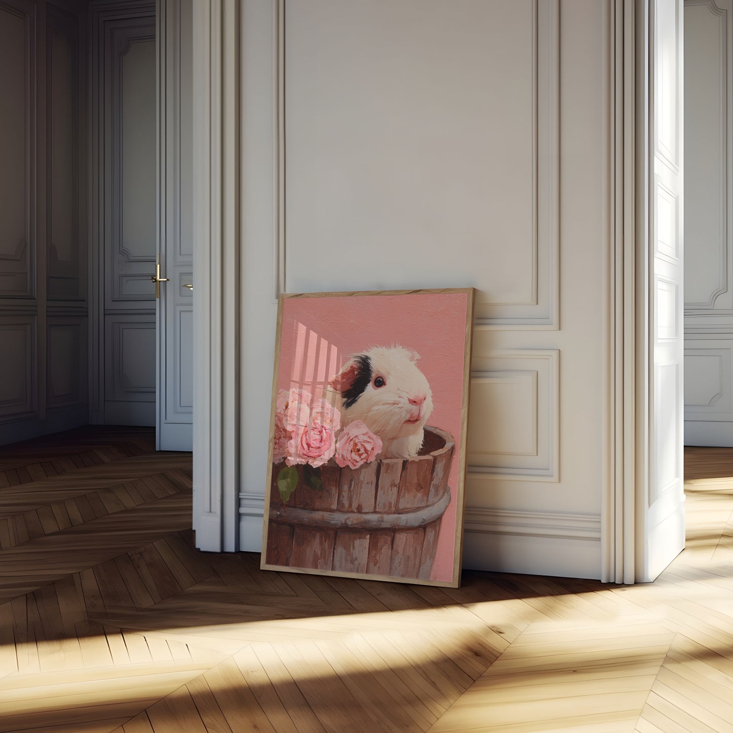 Roztomilý morský prasečí květinový plakát