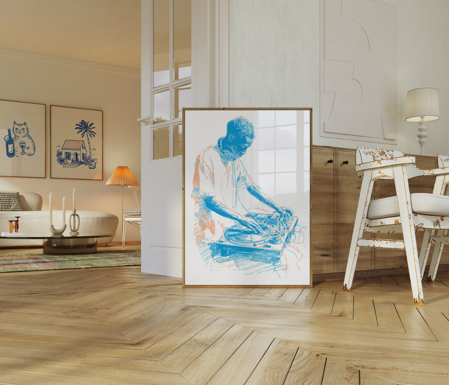 Turntable DJ Sketch Art Poster