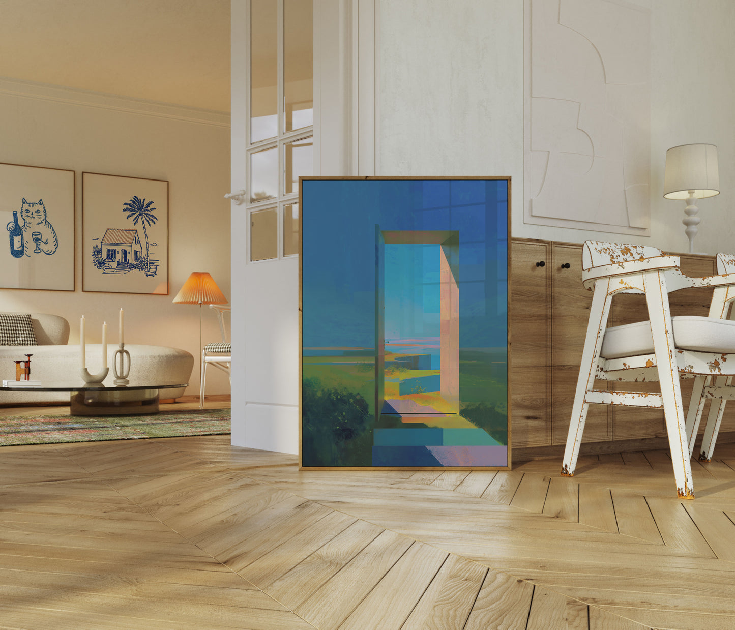 Geometric Landscape Portal Poster