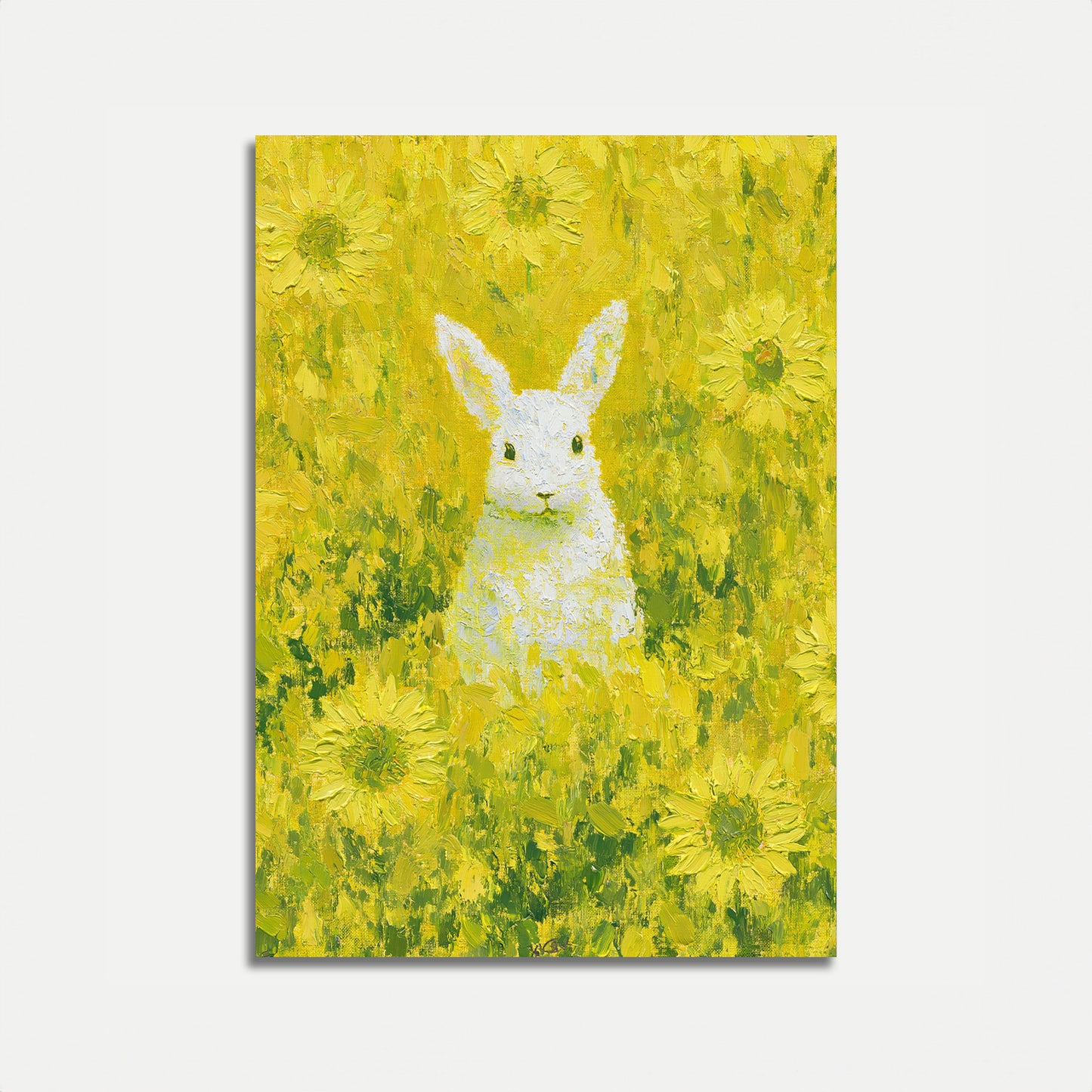 White Rabbit in Sunflower Field Poster