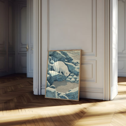 Polar Bear on Icy Rocks Poster
