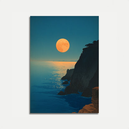 Full Moon Over Coastal Cliffs Poster