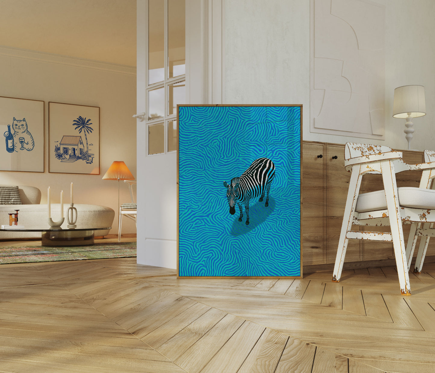 Plakat "Zebra w niebieskich falach"