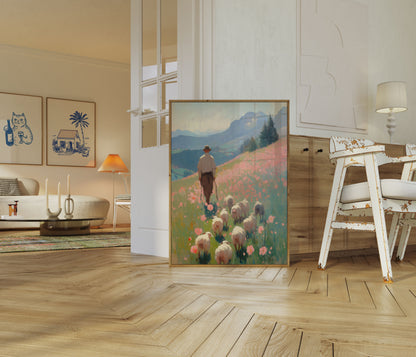 Pastoral Mountain Shepherd Poster