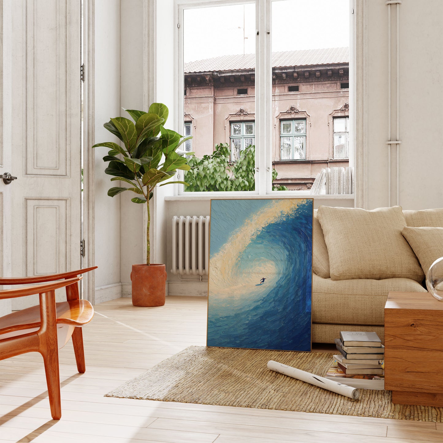 Ocean Wave Barrel Surfing Poster