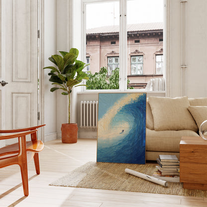 Ocean Wave Barrel Surfing Poster