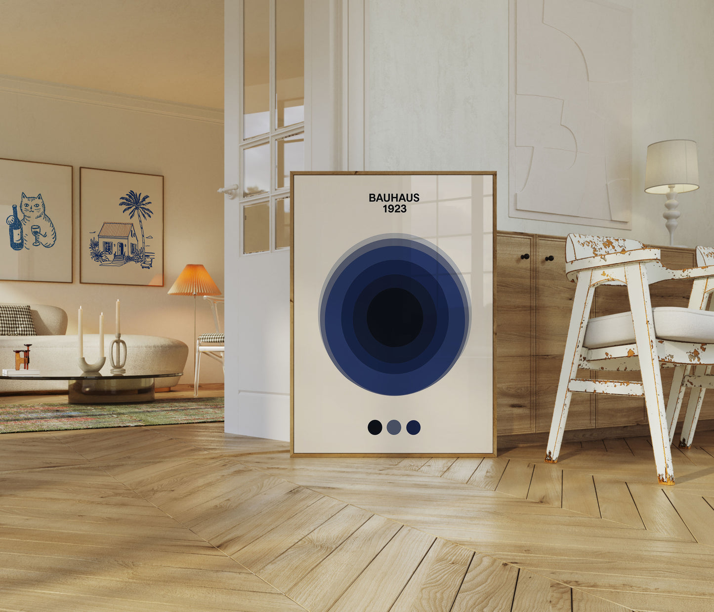 Bauhaus Geometric Blue Poster