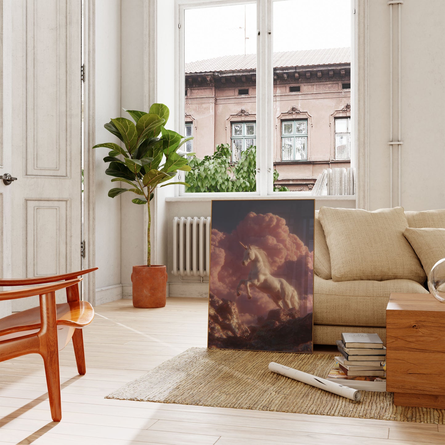 Poster dell'Unicorno Mistico che Sorge