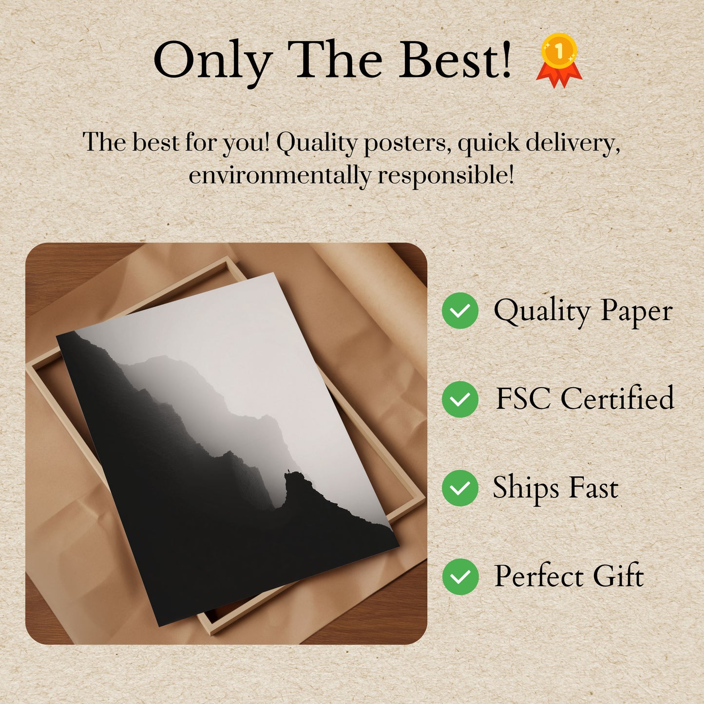 Misty Mountain Silhouette Poster