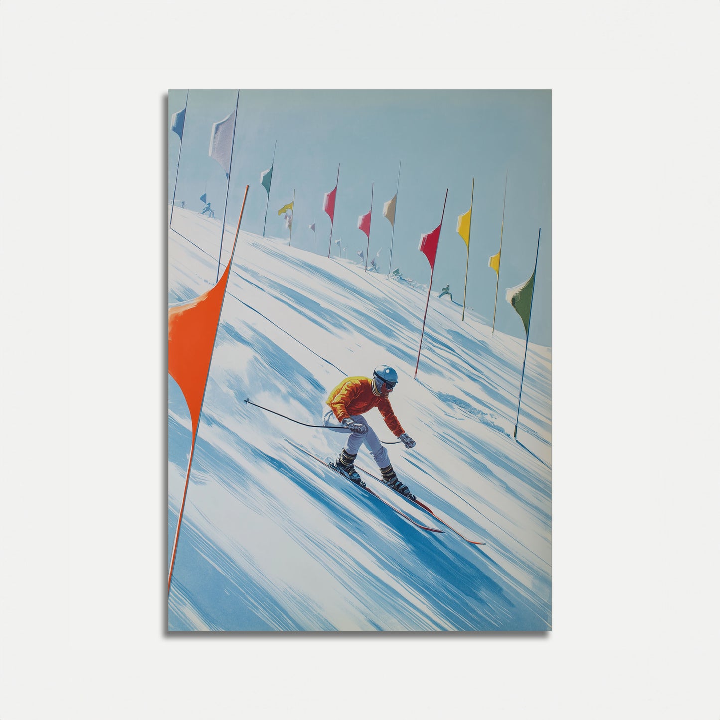 Ski-Rennen in den Bergen Poster