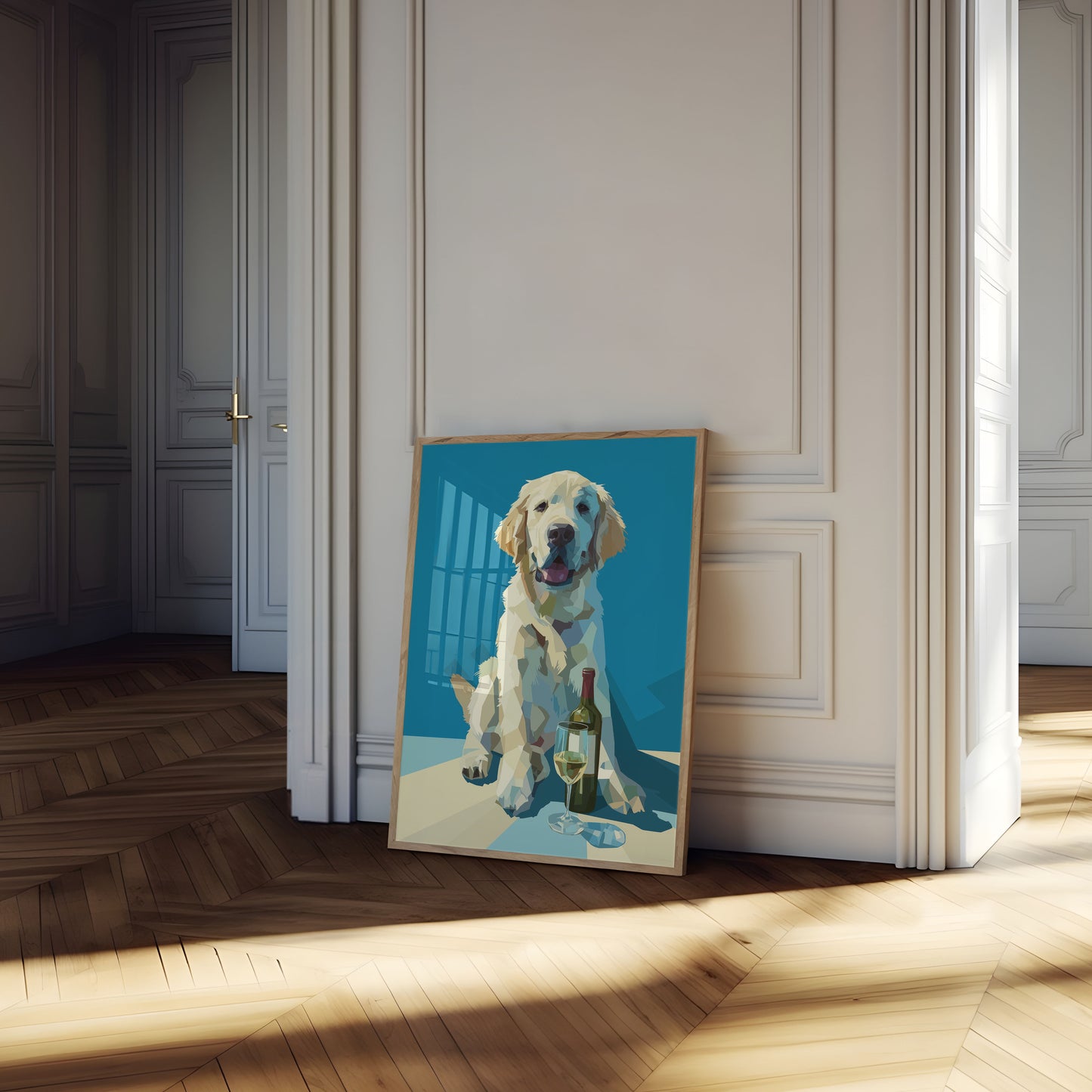 Póster de vino y compañía canina