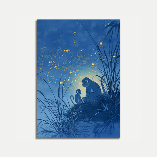 Fireflies and Monkeys Night Poster
