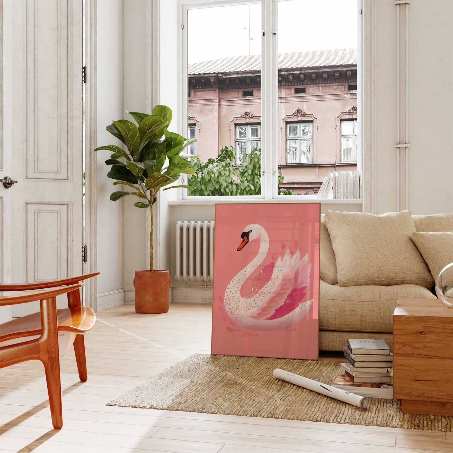 Elegant Swan in Pink Poster