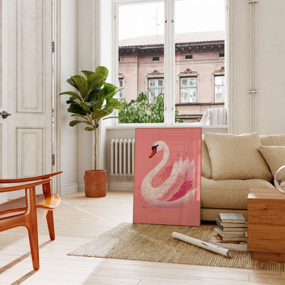 Elegant Swan in Pink Poster