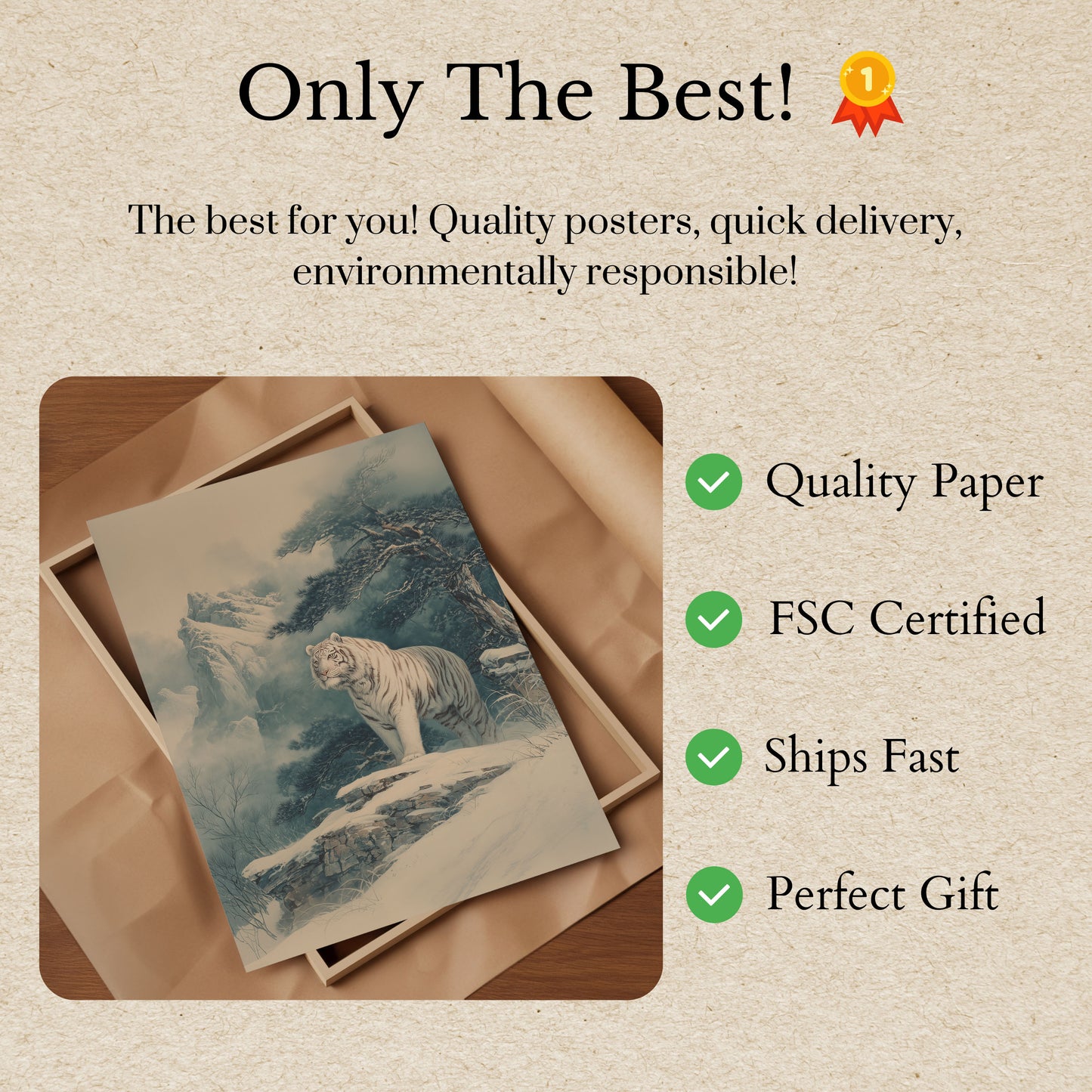 Majestic White Tiger Mountain Poster