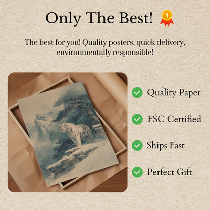 Majestic White Tiger Mountain Poster