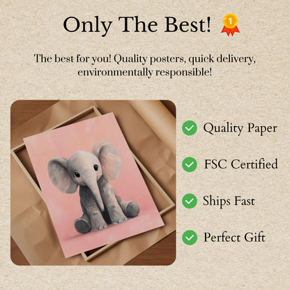 Baby Elephant Blush Pink Poster
