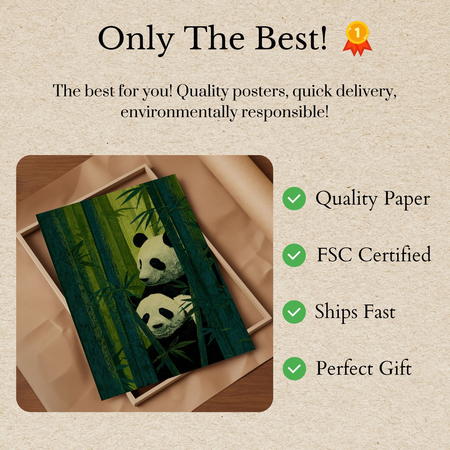 Bamboo Forest Pandas Poster